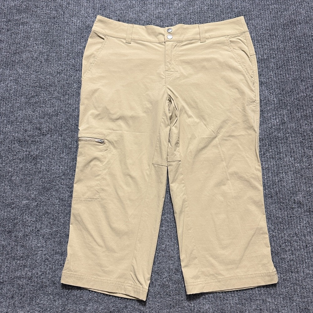 Coolibar Womens Capri Pants Size 10 Beige‎ UPF 50+ Zip Pocket Stretch Mid Rise